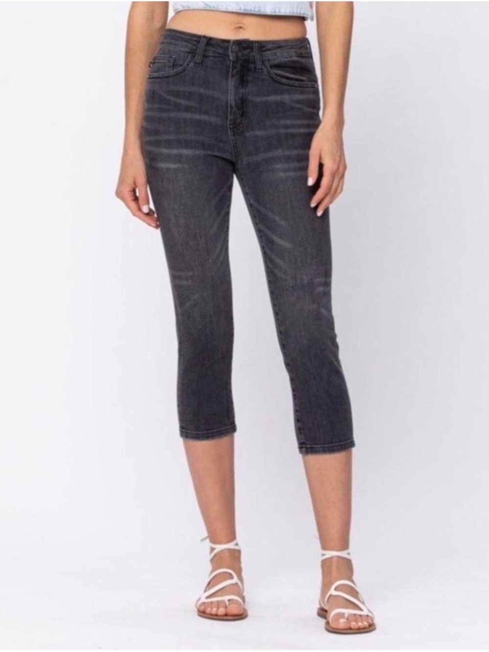 Judy Blue Charcoal Gray High-Rise Cropped Skinny Jeans